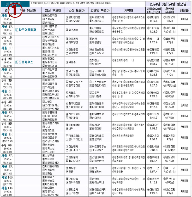 명승부 예상지 11. 베팅전략