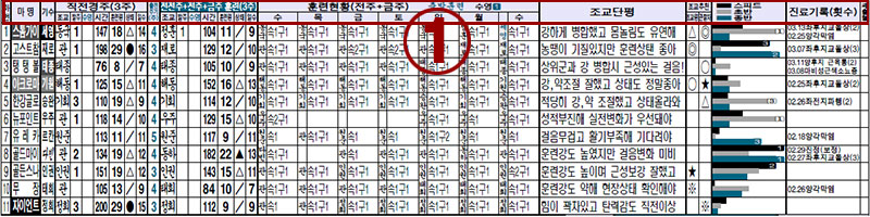 명승부 예상지 14. 3단 훈련 내용을 중심으로 경주마 분석 (예시: 4 경주 서울 출마표)